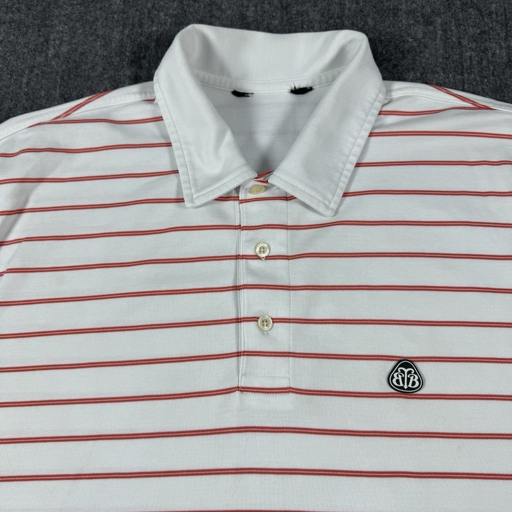 Brooks Brothers Men's Polo Shirt White Red Striped L Estimated Tag Missing